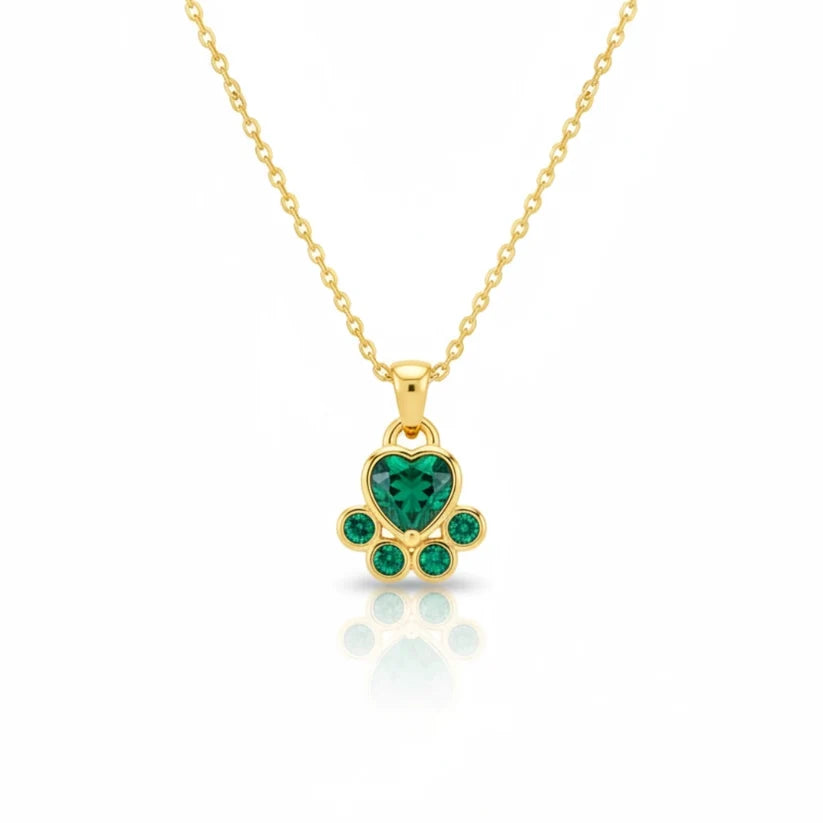 Emerald Paw Necklace